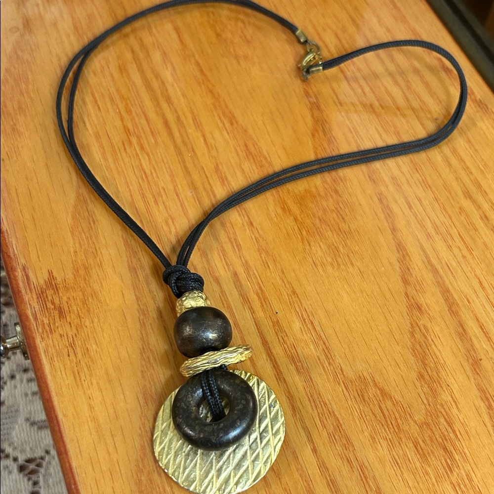 Gold and Black Pendant Necklace
